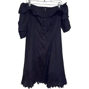 Anthropologie Bread n Butter Black Off Shoulder Button Down Mini Dress Medium